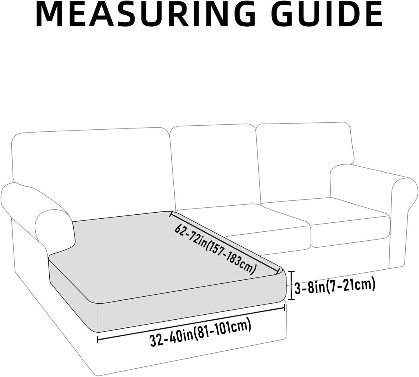 hyha Waterproof Sectional Couch Covers, Non Slip Sofa Couch Cushion Covers L Shape, Thick Stretch Jacquard Fabric, Washable Sofa Slipcovers with Elastic Bottom (1 Piece for Chaise XL, Wine Red)