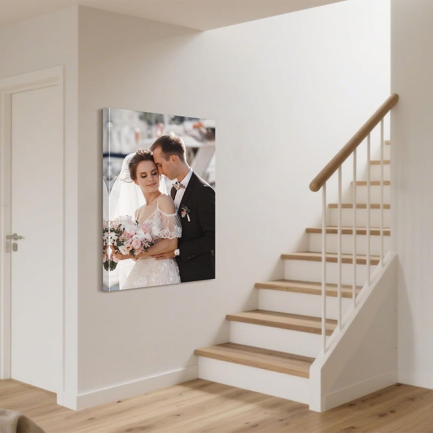 Personalized Custom Canvas Prints with Your Photos & Text, Customized Picture Print, Transform Own Images Into Framed Wall Art Digitally Printed Photo to Canvas, Keepsakes Gifts for Family 12x18’’