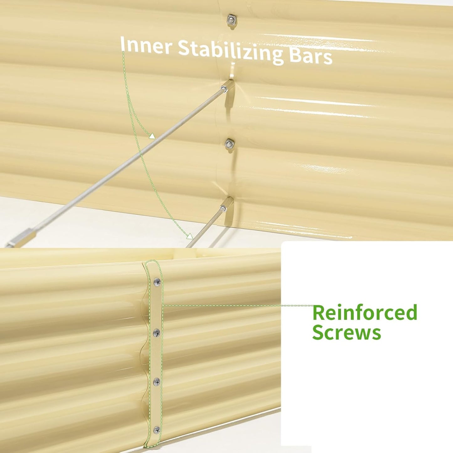 Land Guard 8×4×1ft Galvanized Metal Raised Garden Bed, Metal Planter Kit Box Outdoor for Deep-Rooted Vegetables, Flowers, Green and Herbs (Cream Yellow)…