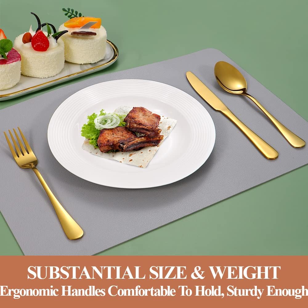 Lazycorner 30 Pcs Gold Silverware Set for 6, Food Grade Stainless Steel Flatware Set Include Fork/Knife/Spoon, Mirror Polished Eating Utensils Sets, Reusable Silverwear Cutlery Set, Dishwasher Safe