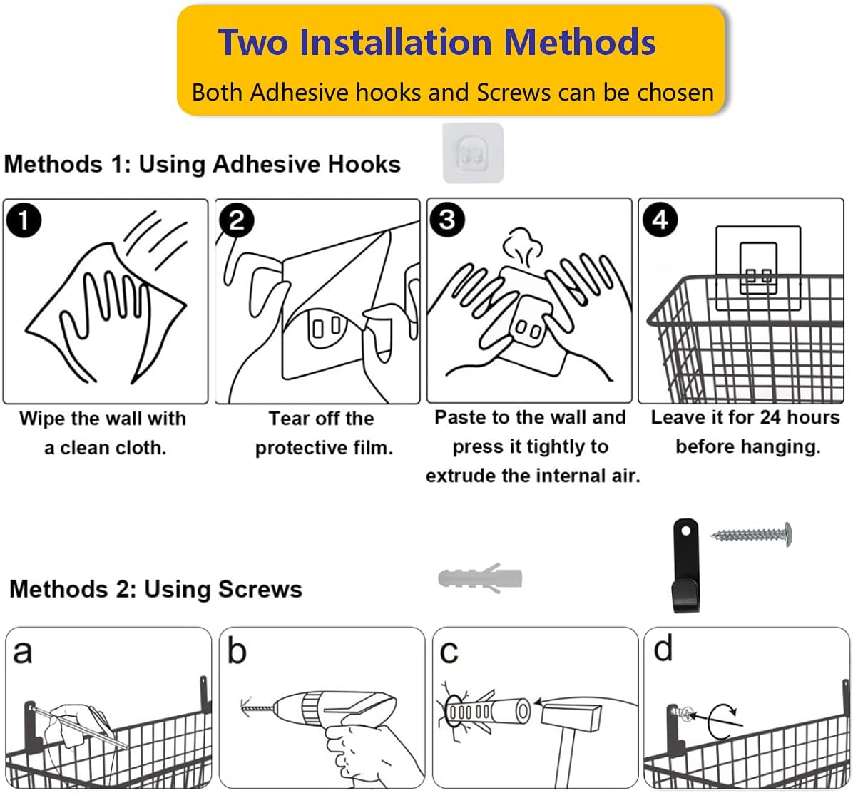 Joben Oligey 3 Set [Extra Large] Hanging Wall Baskets ,Wire Basket For Storage Pantry, Farmhouse Food Storage Kitchen Pantry Laundry Closet Garage RV ,Black