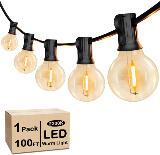 VerRon 100FT LED G40 Globe String Lights, Waterproof Shatterproof Outdoor Patio Lights with 50+2 Dimmable Edison Bulbs, Backyard Hanging Light, Warm White for Bistro Party Wedding Deck Garden