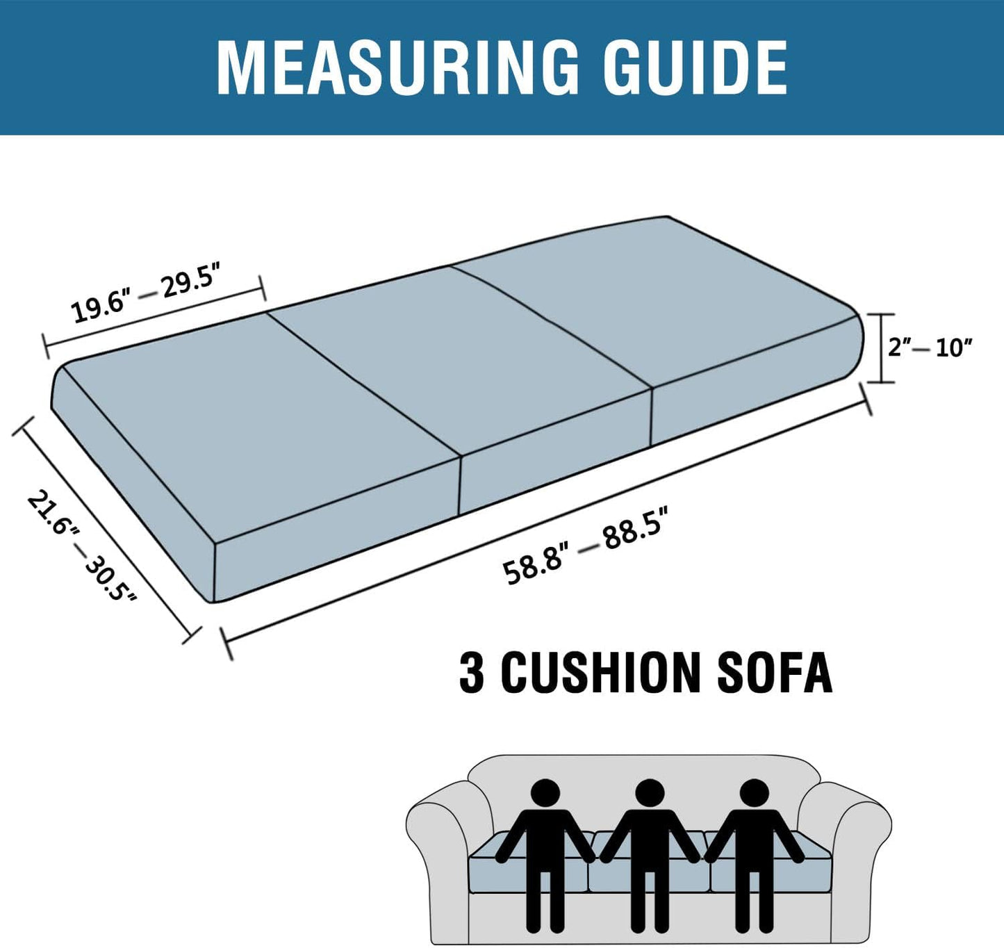 H.VERSAILTEX Super Stretch Individual Seat Cushion/Couch Slipcover Sets Thick Jacquard Textured Twill Fabric (3 Piece Sofa Covers, Sand)