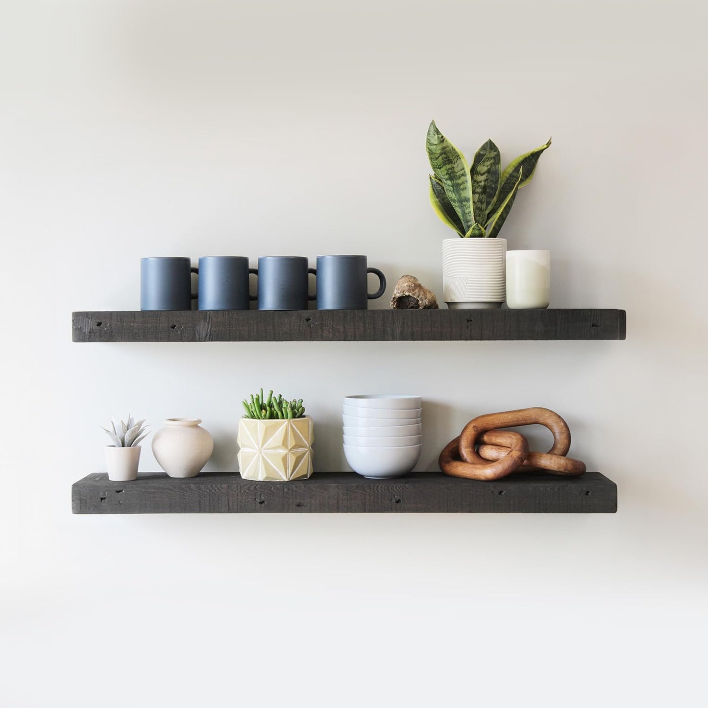 Urban Legacy Reclaimed Barnwood Planks | Floating Shelves for Wall w/Flush Mount Shelf Bracket Set Included | Set of 2 (Coffee Bean, 30"x 4.5"x 2")