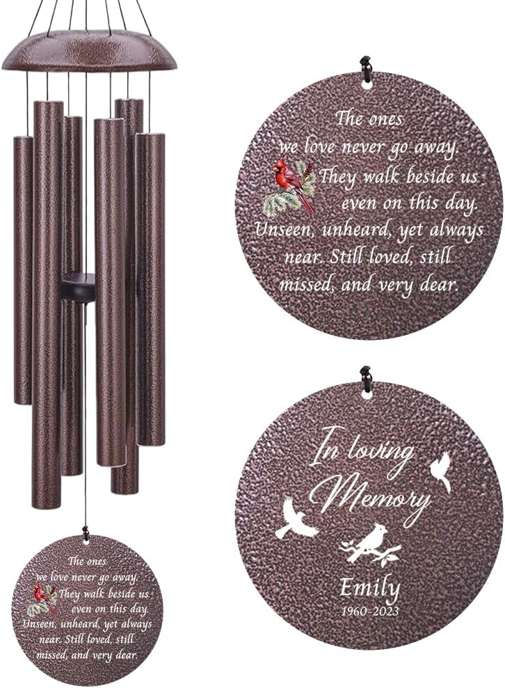 Personalized Wind Chime Memorial, Cardinal Memorial Gift, Sympathy Chimes, Wind Chimes for Loss of Loved One, in Memory of a Late Friend, Bereavement/Sympathy for Remembrance