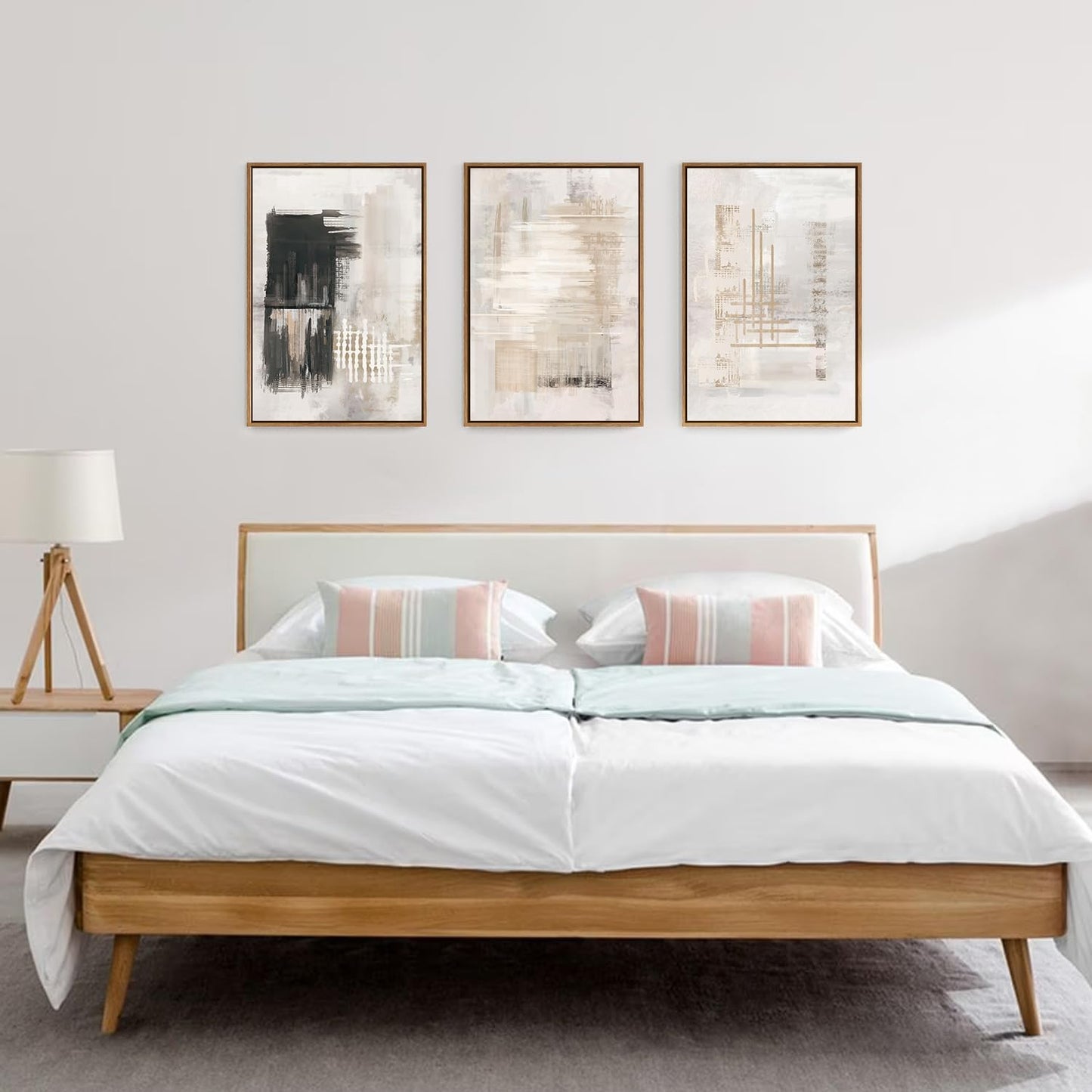 HPINUB Modern Abstract Canvas Art Prints, Black and White, 24"x36", 3-Pack, Neutral, Bedroom, Living Room, Office, Bathroom, Dining Room