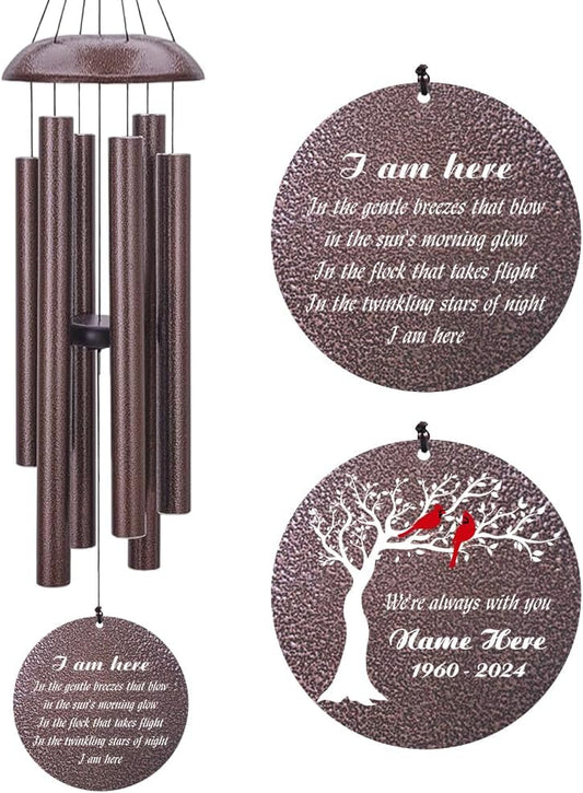 Personalized Sympathy Wind Chimes, Personalized Wind Chimes for Loss of Loved One, Commemorative Sympathy Gifts for Funerals, in Memory of Dad/Mom/Husband/Wife, Ship from US