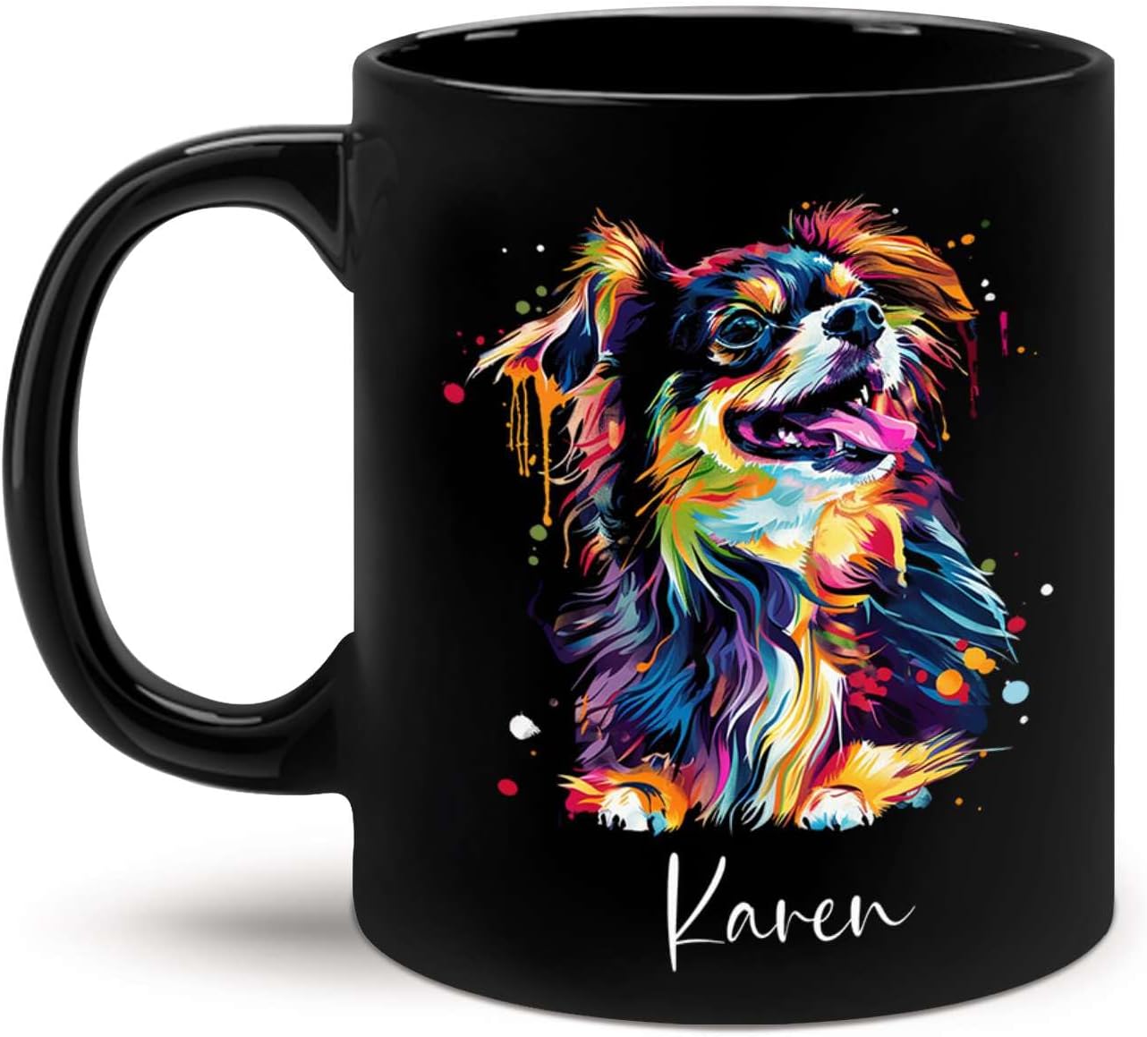 Customizable Dog Themed Ceramic Mug, 11oz & 15oz, Personalized with Name and Colorful Pet Design, Ideal for Dog Lovers