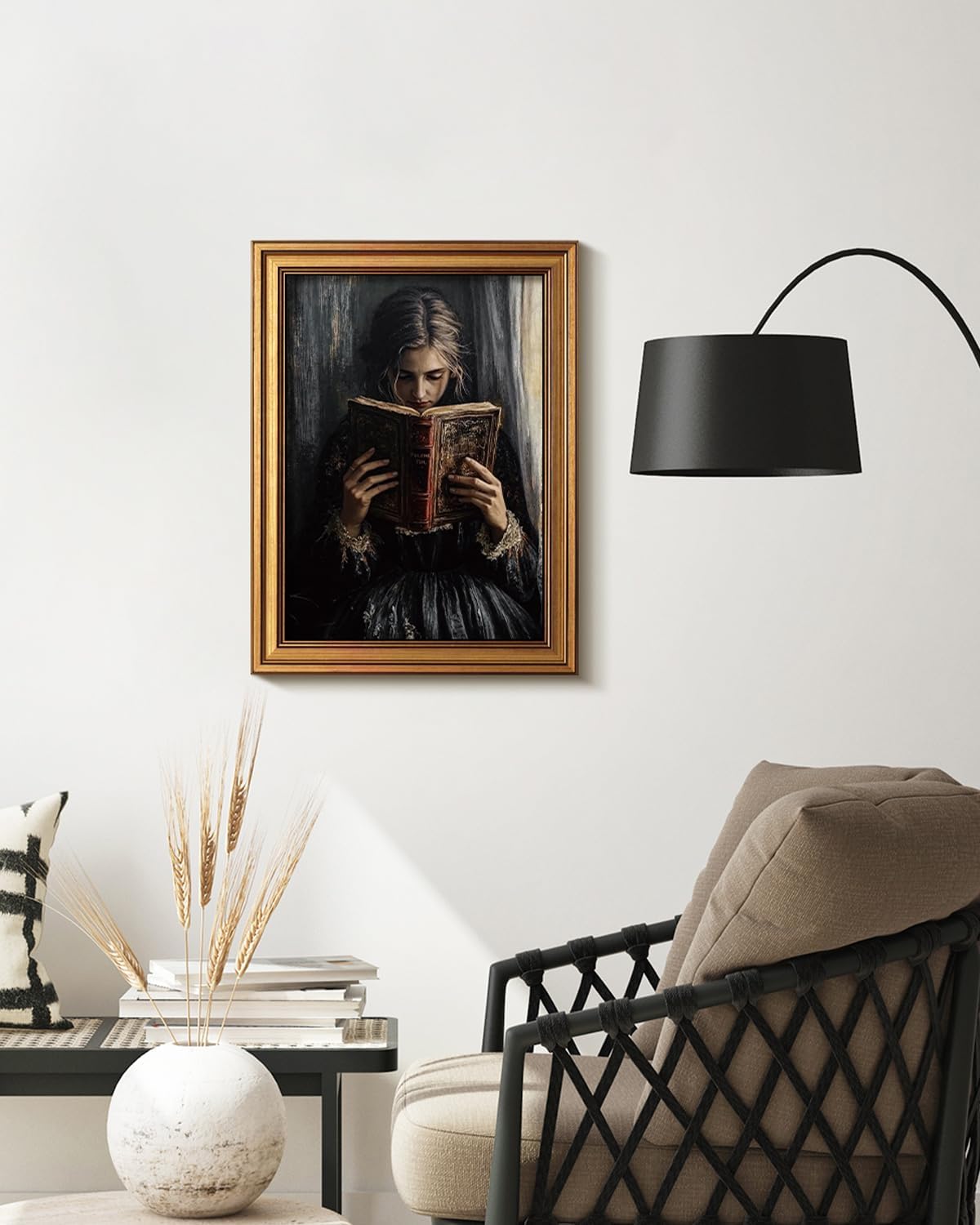 HUARCEY Gold Framed Wall Art for Living Room, Portrait Painting Prints, Vintage Wall Decor for Kitchen, Gothic Bedroom Wall Art for Home Office Magic Scripture 16L x 12W