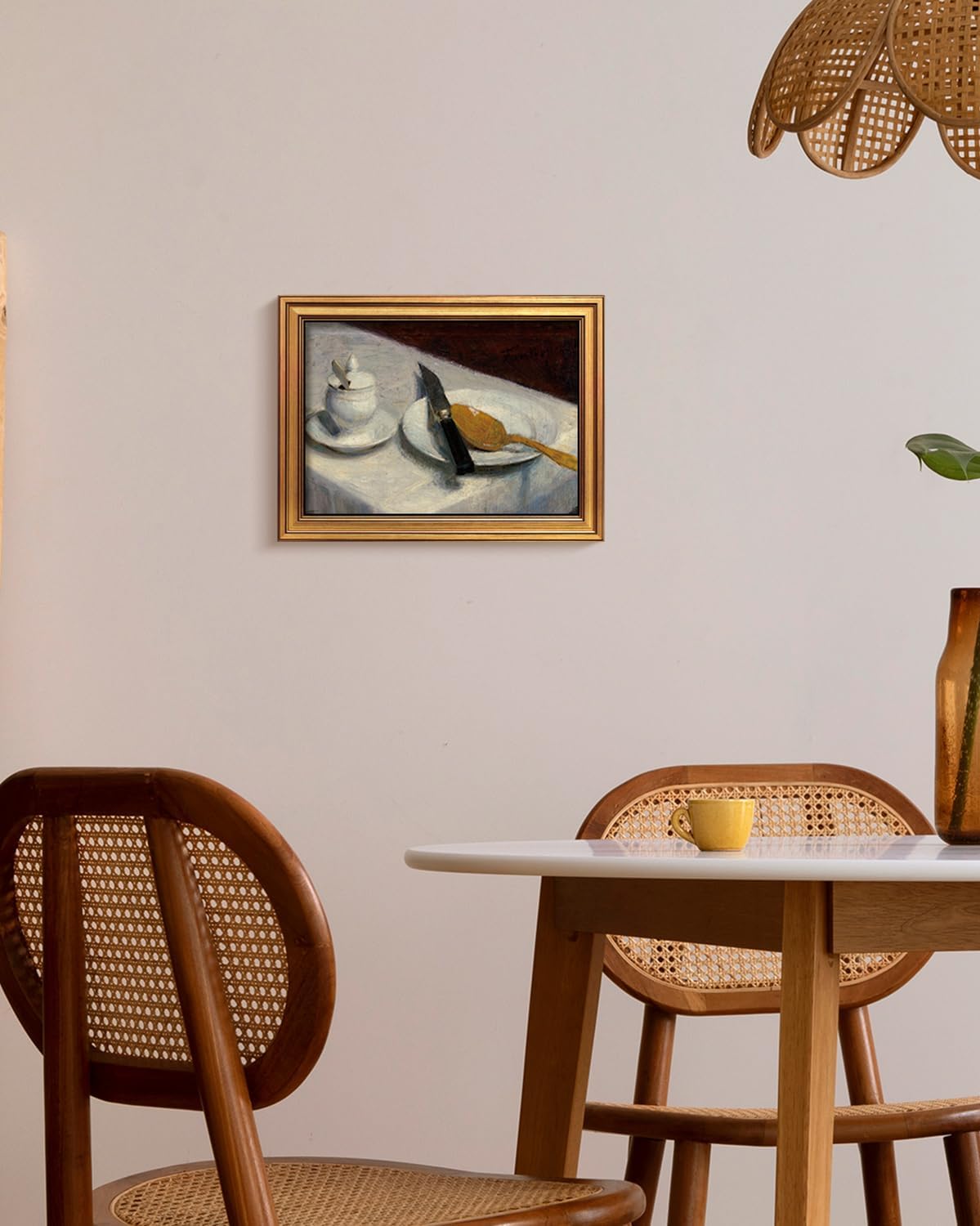 HUARCEY Gold Framed Vintage Wall Art for Living Room, Still Life Painting Prints Shelf Decor for Kitchen, Aesthetic Bedroom Wall Art, Best Gifts for Friends or Family - Before Meals 16L x 12W