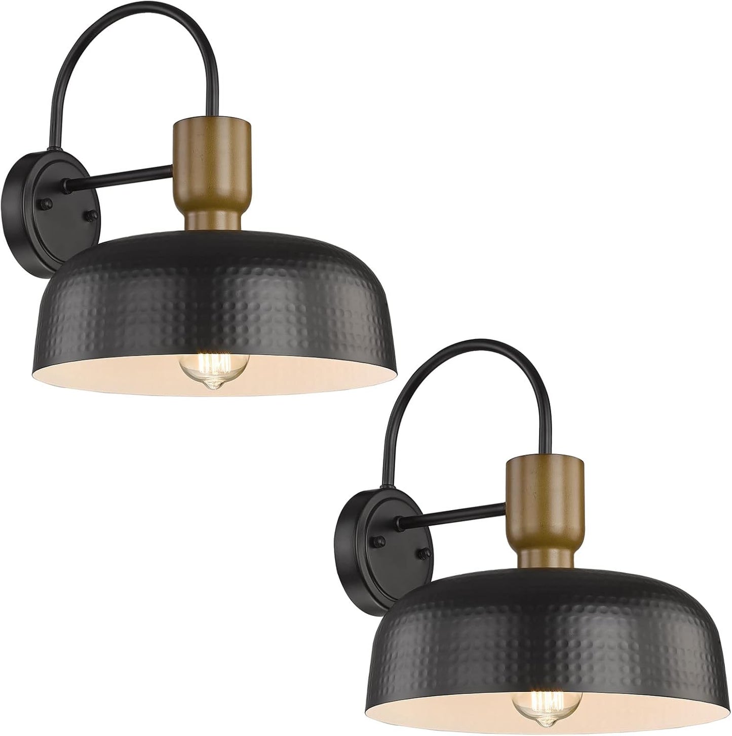 Outdoor Barn Light Gooseneck Barn Light, Farmhouse Exterior Wall Mount Light Vintage Wall Lighting Fixture Industrial Sconce Lantern for Porch, Entryway, Garage, Black, 2 Pack