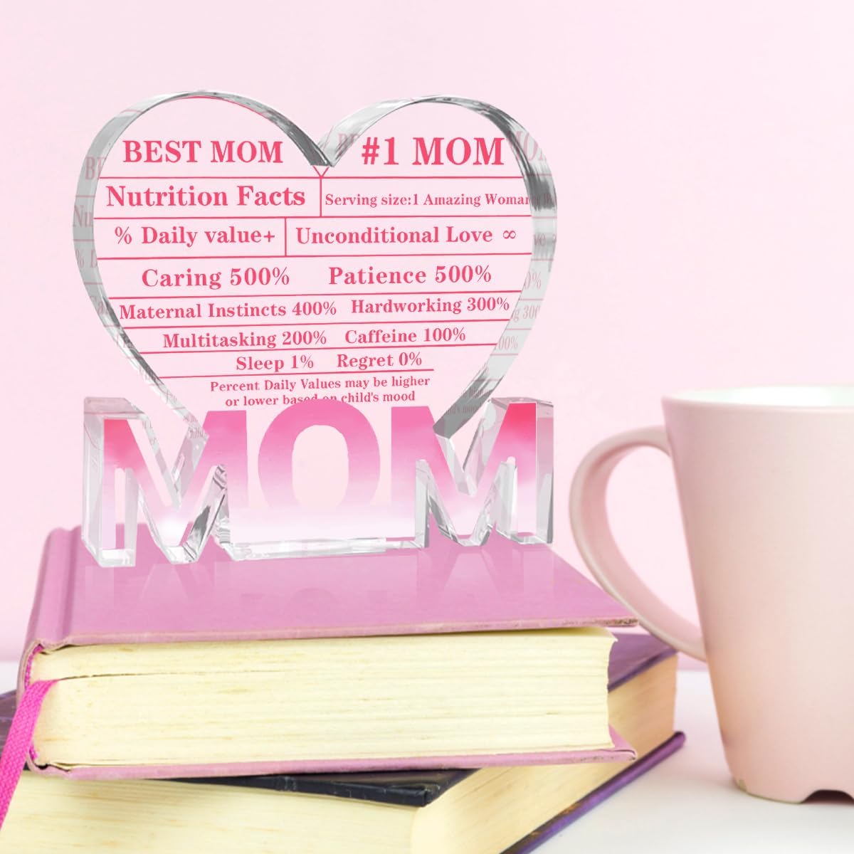 Mothers Day Gifts Best Mom Gifts -Gifts for Mom from Daughter Son - Best Mom Ever Gifts Unique Mother Birthday Acrylic Heart-Shaped Plaque Desk Decorations Present for Mom Christmas Anniversary