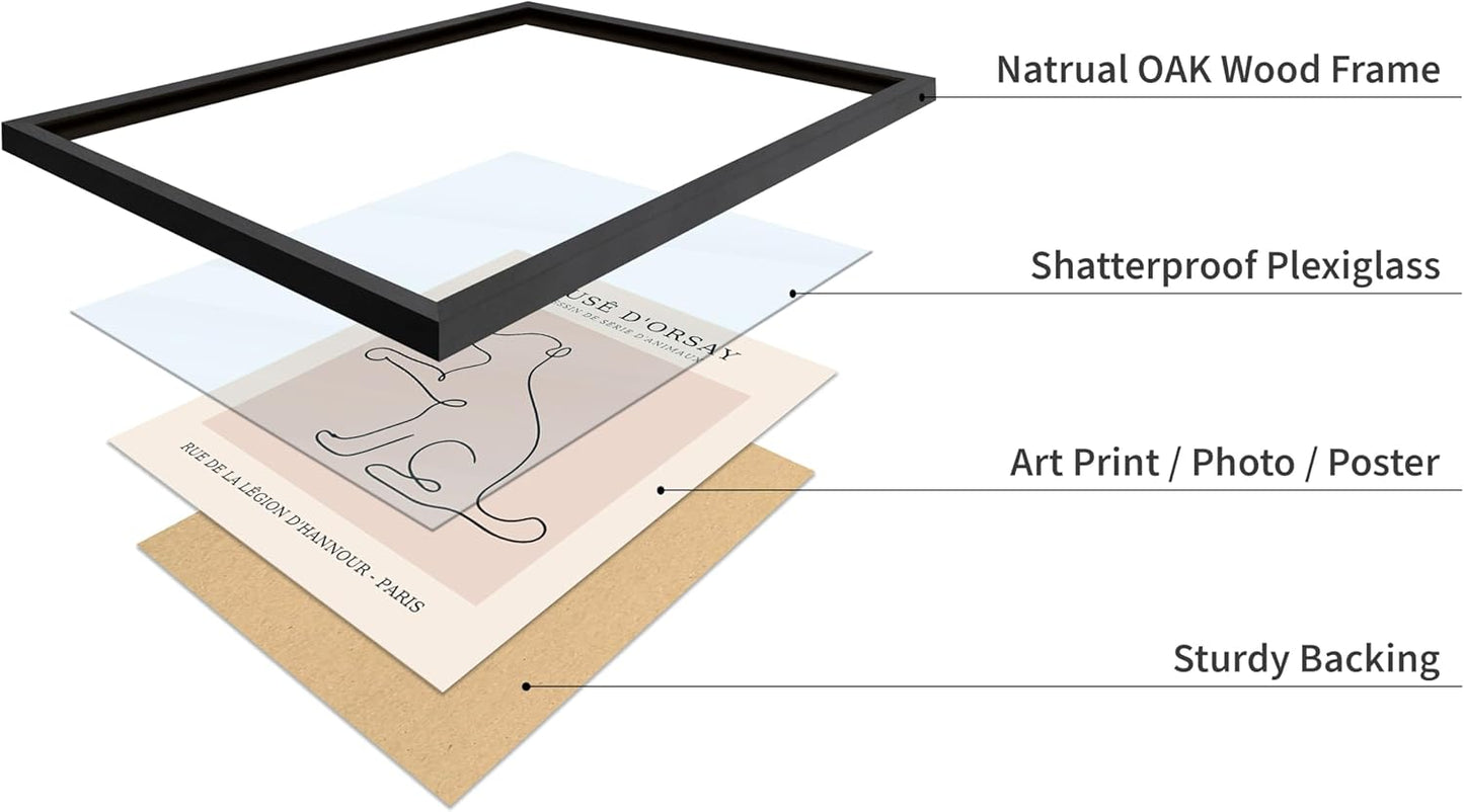 Poster Master Vintage Poster - Retro One Line Dog Drawing Print - Dog Art - Minimal Gift for Men, Women, Animal Lover - Abstract Wall Decor for Home, Office, Bedroom, 8x10 Black Framed