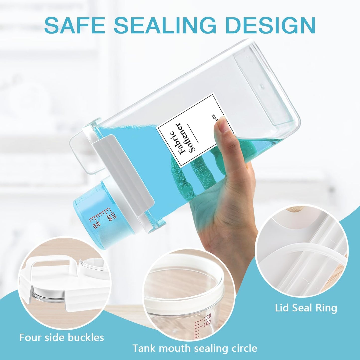 2 Pack Laundry Detergent Dispenser, 78oz Detergent Dispenser, Refluxable Laundry Detergent Container, Plastic Liquid Laundry Detergent Dispenser for Laundry Room Organization with 6 Labels