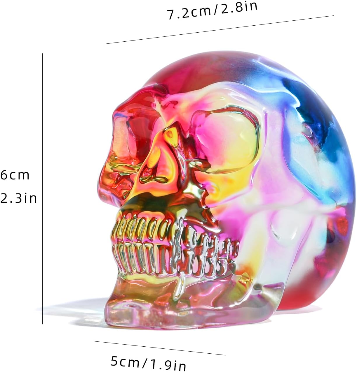 Model Statue for Home Décor Crystal Skull Decorative Figurine Gifts for Women Husbands Halloween Head Figurine Decoration Gift (Multi-Color Skull)