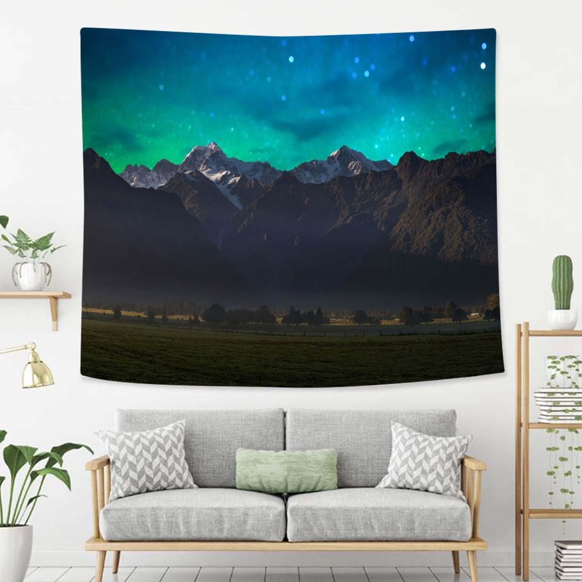 Mountain Tapestry For Bedroom Mount Cook And Lake Matheson New Zealand With Milky Way Tapestries Wall Hanging For Living Room Dorm Office 80×60 In