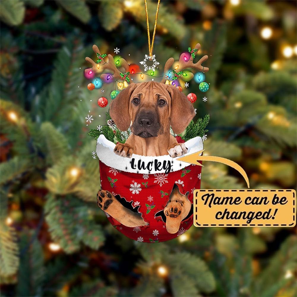 Rhodesian Ridgeback Dog Christmas Ornament, Rhodesian Ridgeback in Snow Pocket Christmas Tree Ornament, Dog Lovers Gift Idea Xmas, Christmas Decorations for Tree, Christmas Ornament Gift for Dog Lover
