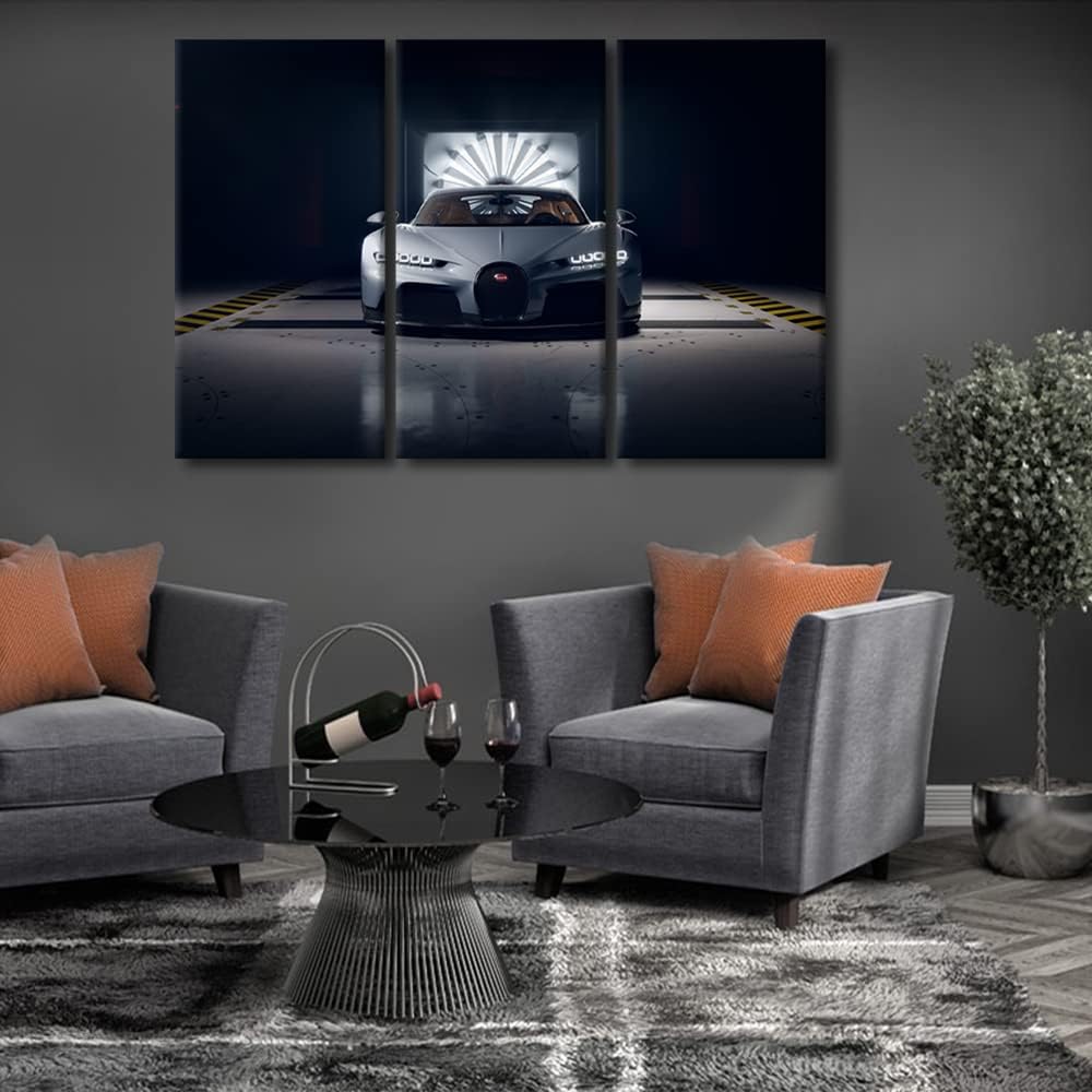 TUMOVO Car Poster Decor Canvas Prints Gray Sports Car In the Dim Light Wall Art Paintings Speedy Car Posters Stretched Pictures for Living Room Modern Home Decor Framed Wall Art Decorations 42"Wx28"H