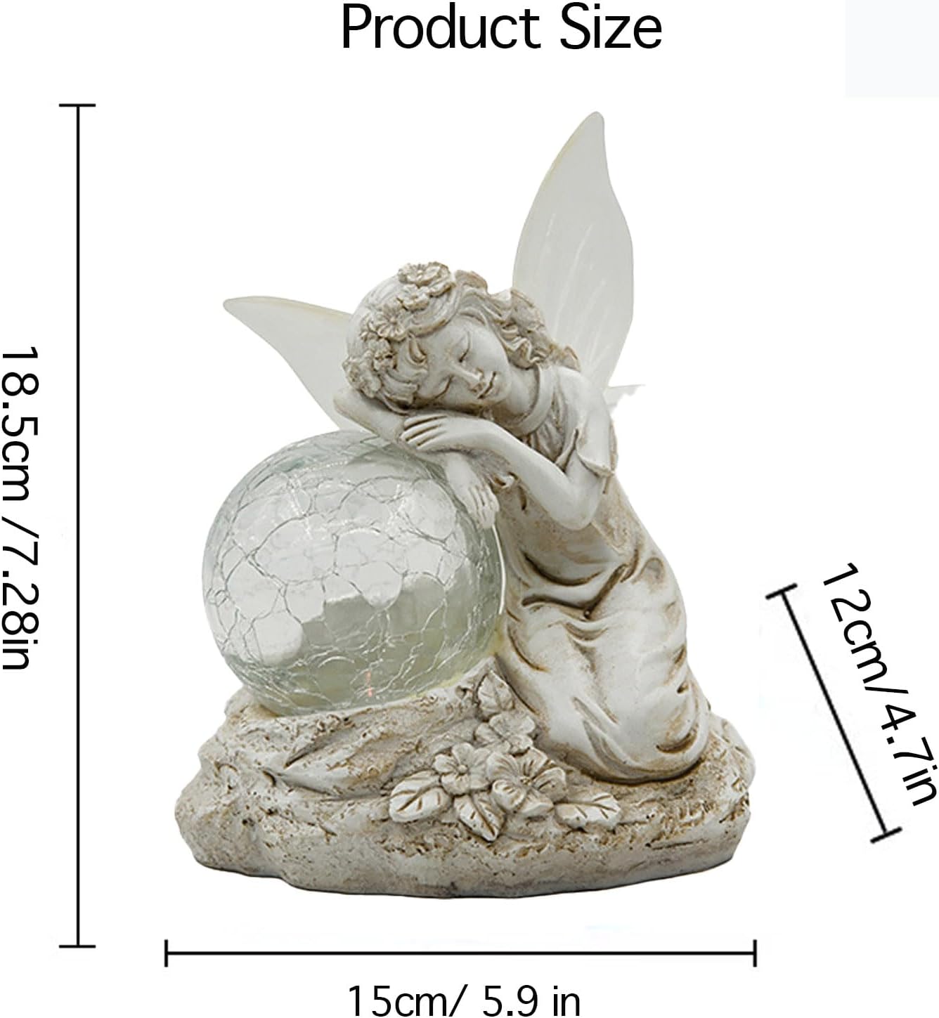 Solar Angel Garden Statue Outdoor Decor with Crackle Glass Globe Color Changing Light Angels Garden Figurines Garden Decor Lawn Ornaments for Patio Yard Lawn