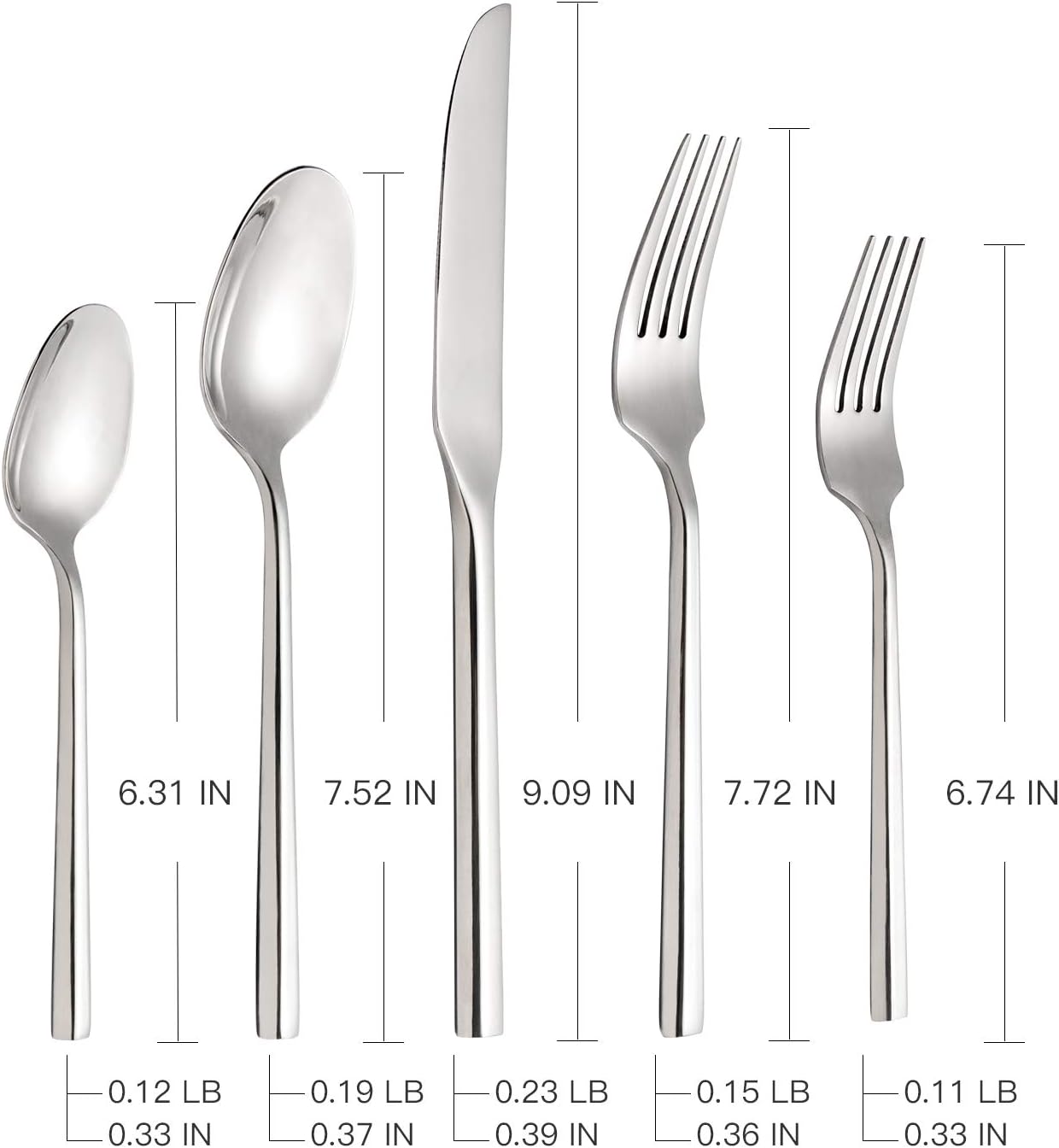 Silverware 45-Piece Flatware Set with Serving Utensils Stainless Steel Thick Heavy Mirror Polished Silver Cutlery Set for Wedding Hotel Restaurant, Service for 8