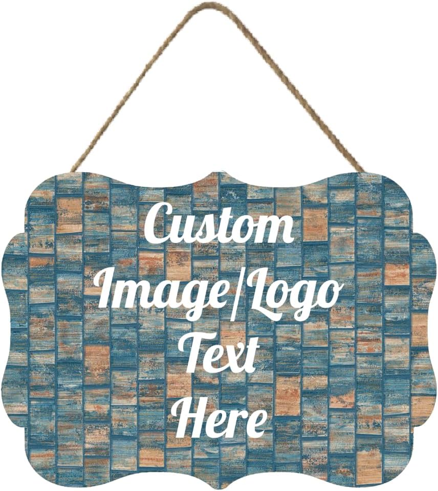 Personalized Wooden Welcome Sign for Front Door & Home - Customized Image/Text Hanging Sign Farmhouse Decor, 11.2 * 8 Inch