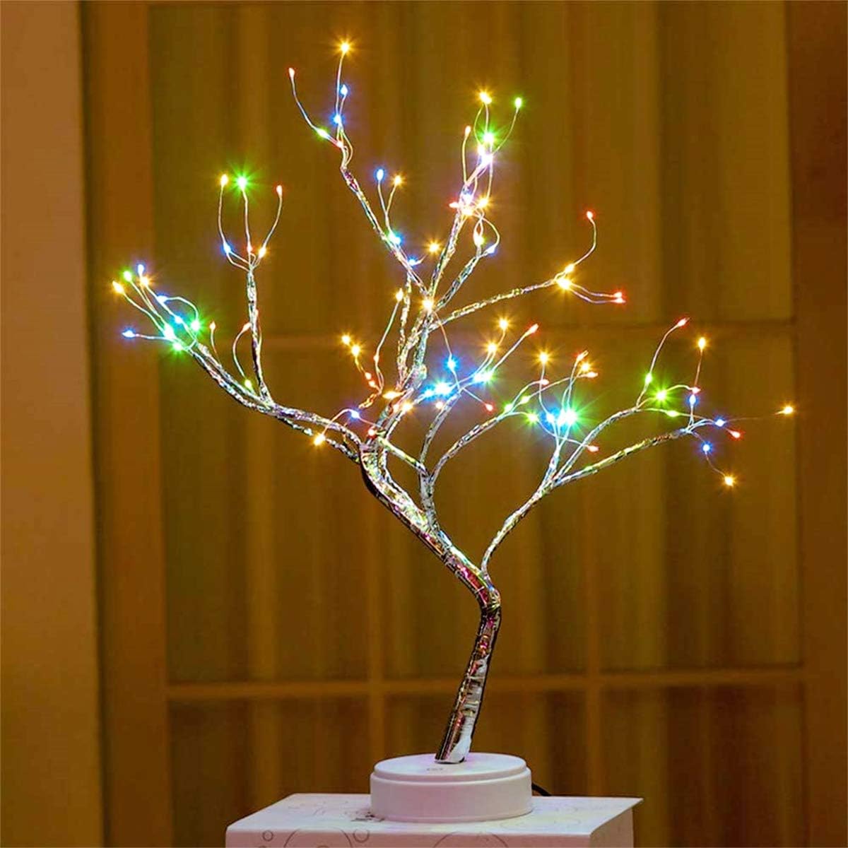 20" 108 LED Tabletop Bonsai Tree Light, Sparkly Fairy Spirit Tree Lights, Battery/USB Operated, DIY Artificial Tree Lamp for Bedroom Desktop Christmas Indoor Decoration Lights (Colorful)