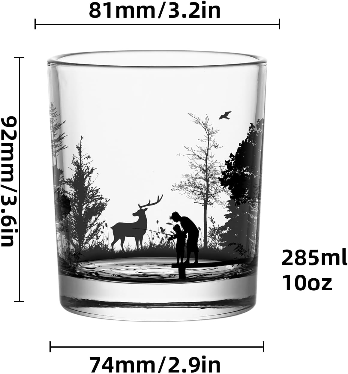 Old Fashioned Whiskey Glasses, Stemless Wine Glasses with Gift Box, 10Oz Rocks Glass for Scotch Cocktail Bourbon Vodka Liquor, Unique Gifts for Dad, Husband, Father's Day, Anniversary