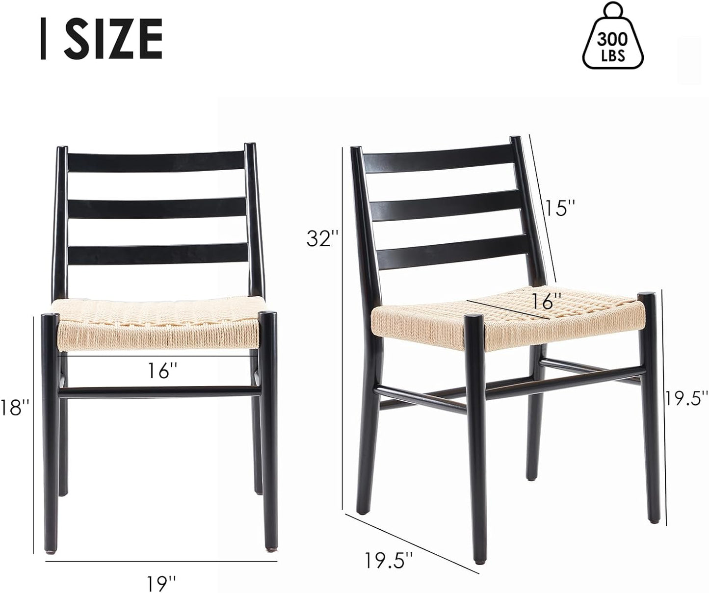 STARY Wood Rattan Dining Room Chairs with Comfortable Woven Seat,Fully-Assembled