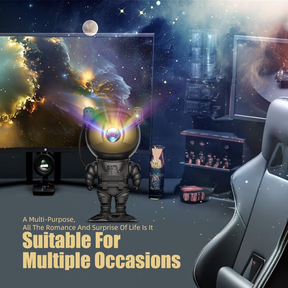 Astronaut Galaxy Projector Night Light with Timer and Remote Star Starry Nebula LED Lamp, Gift for Kids and Adults for Bedroom, Christmas, Birthday, Valentine's Day etc. (Black-Golden)