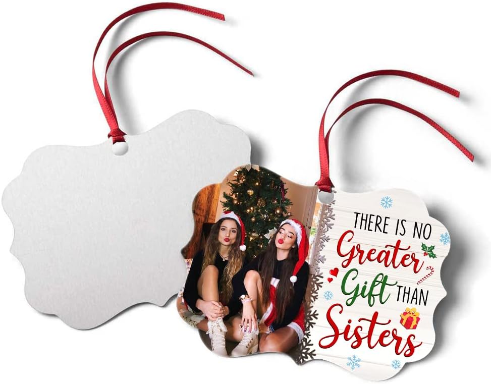 Personalized Sister Ornament Custom Photo Aluminum Keepsake for Xmas Sisters Christmas Tree Decoration
