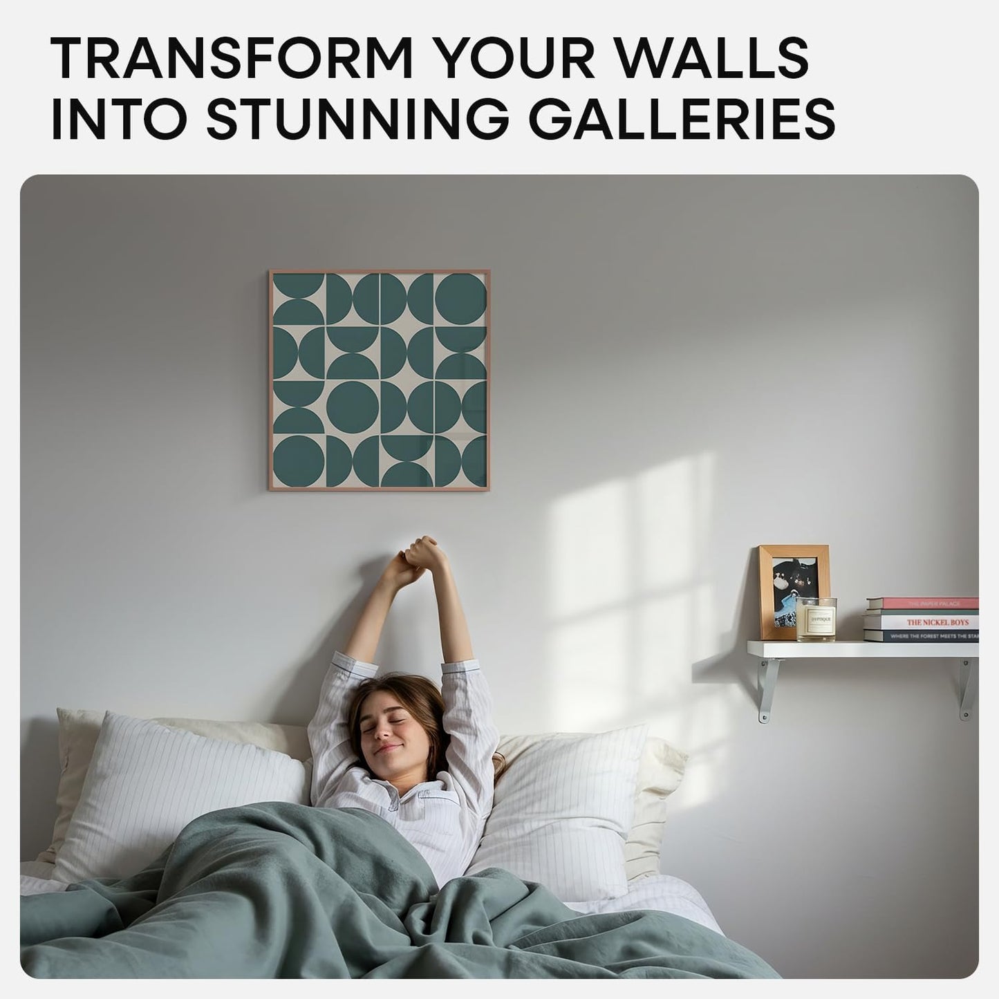 Homeforia 20x20 Picture Frame Rose Gold, High End Metal 20 x 20 Square Poster Frame with Mat 16 x 16 Photo, 20x20 Frame Matted to 16x16 Print, 20by20 Hanging Frames, Tempered Glass, Wall Kit, Set of 1