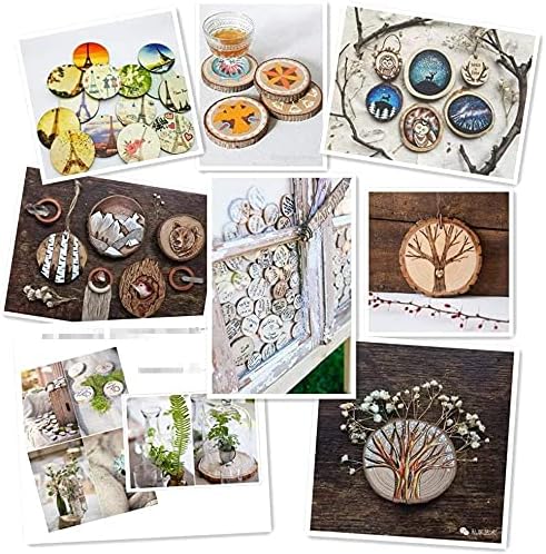 Natural Wood Slices TICIOSH Craft Unfinished Wood kit Predrilled with Hole Wooden Circles for DIY Crafts Wedding Decorations Christmas Ornaments Arts Wood Slices (50 Pcs 2.8-3.1 inches)
