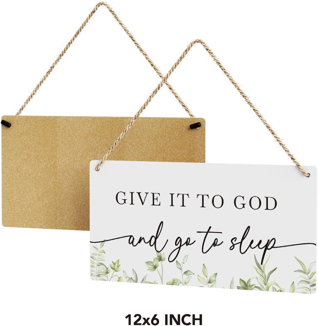 Christian Decor Give It to God And Go To Sleep Sign Rustic Bible Verse Sign Scripture Printed Wood Sign Wall Art Religious Gifts Faith Based Gifts