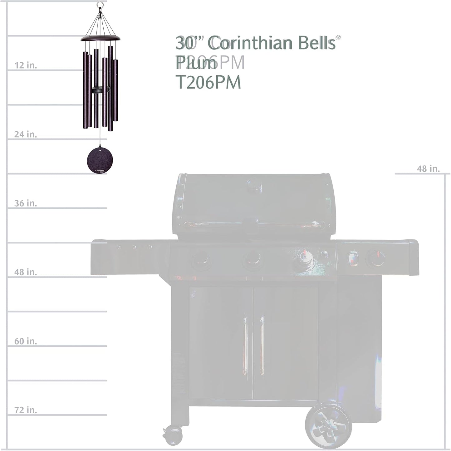 Corinthian Bells by Wind River - 30 inch Plum Wind Chime for Patio, Backyard, Garden, and Outdoor Decor (Aluminum Chime) Made in The USA