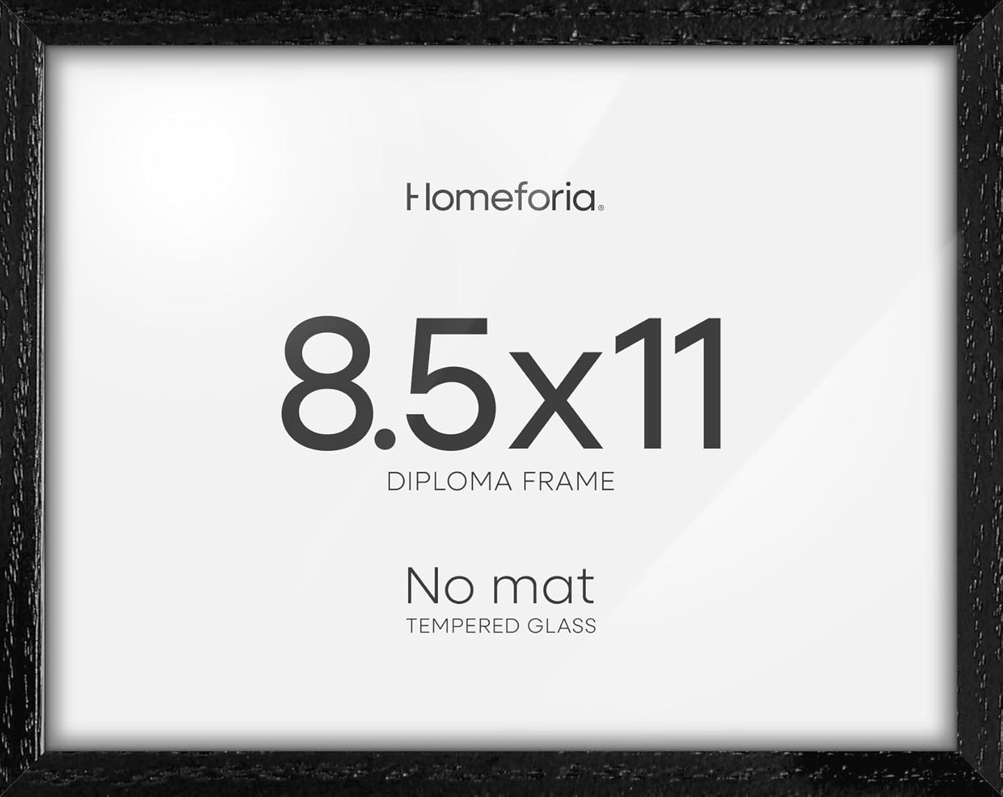 Homeforia 8.5x11 Diploma Frame Black Wood, High End Oak 8.5 x 11 Certificate Frames, 11x8.5 Black Document Frames for Wall or Tabletop, 8.5 by 11 Award Wooden Frame, Tempered Glass, Wall Kit, Set of 1
