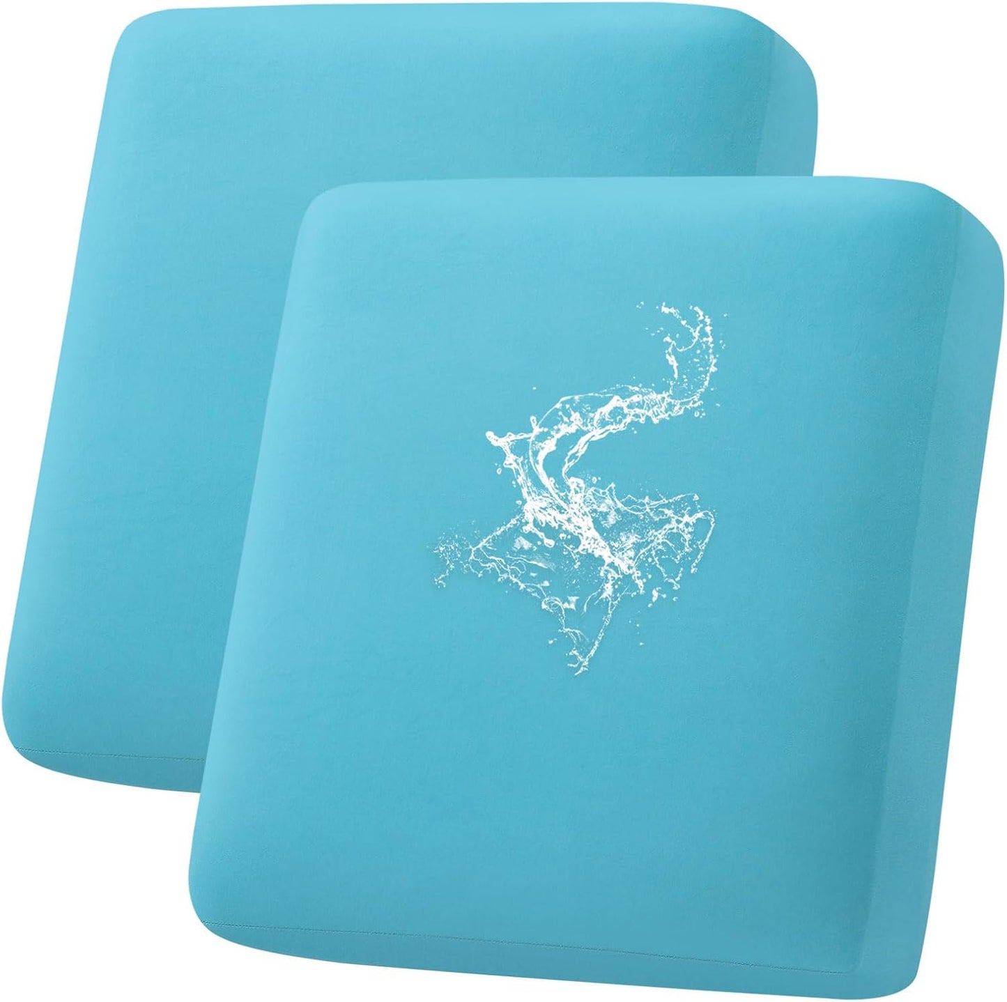 hyha Waterproof Couch Cushion Covers, Stretch Sofa Couch Seat Slipcover for Dog Washable, Non-Slip Waterproof Outdoor Cushion Covers for Patio Furniture Replacement (2 Pieces, Peacock Blue)
