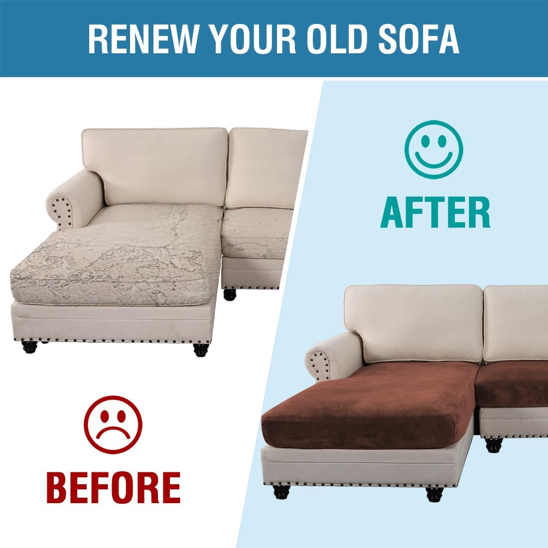 H.VERSAILTEX Velvet Stretch Sectional Couch Covers 4 Pieces Sofa Seat Cushion Covers L Shape Separate Couch Cover for Both Left/Right Sectional Couch (Large Sofa 3 Seater + 1 Chaise, Burnt Brick)