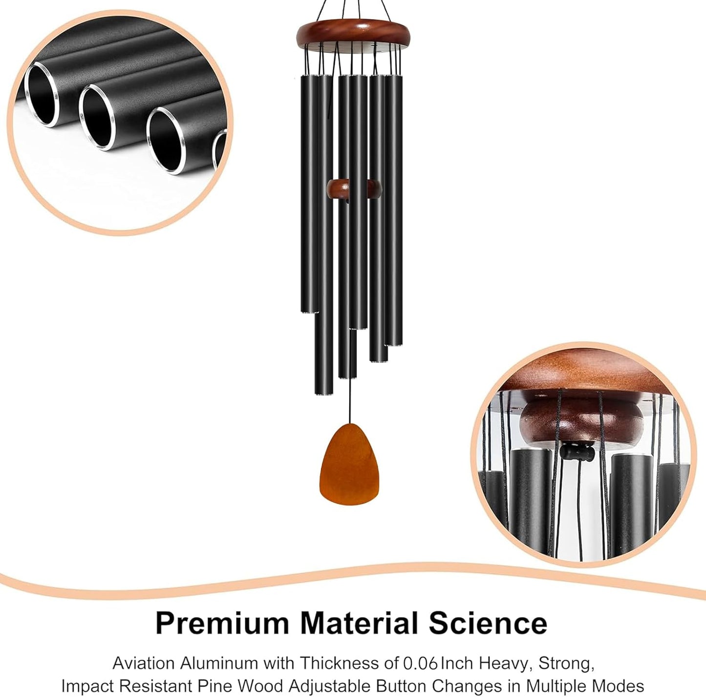 Wind Chime for Outside, 32 inch Aluminium Metal Wind Chimes, Relaxing Soothing Wind Chimes Outdoor, Decoration for Garden, Patio, Yard, Home, Gift for Mother's Day, Birthday(Waterdrop)