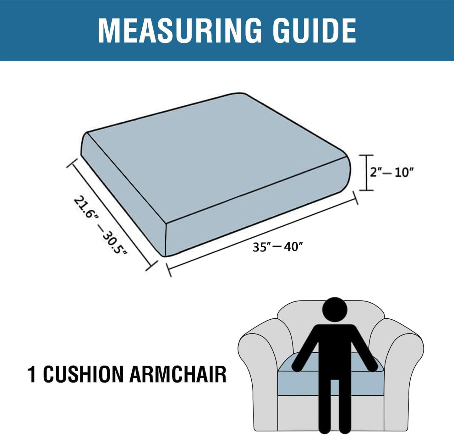 H.VERSAILTEX Super Stretch Individual Seat Cushion Covers Sofa Covers Couch Cushion Covers Slipcover Sets Thick Jacquard Textured Twill Fabric (1 Piece Chair Cushion Cover, Dove)