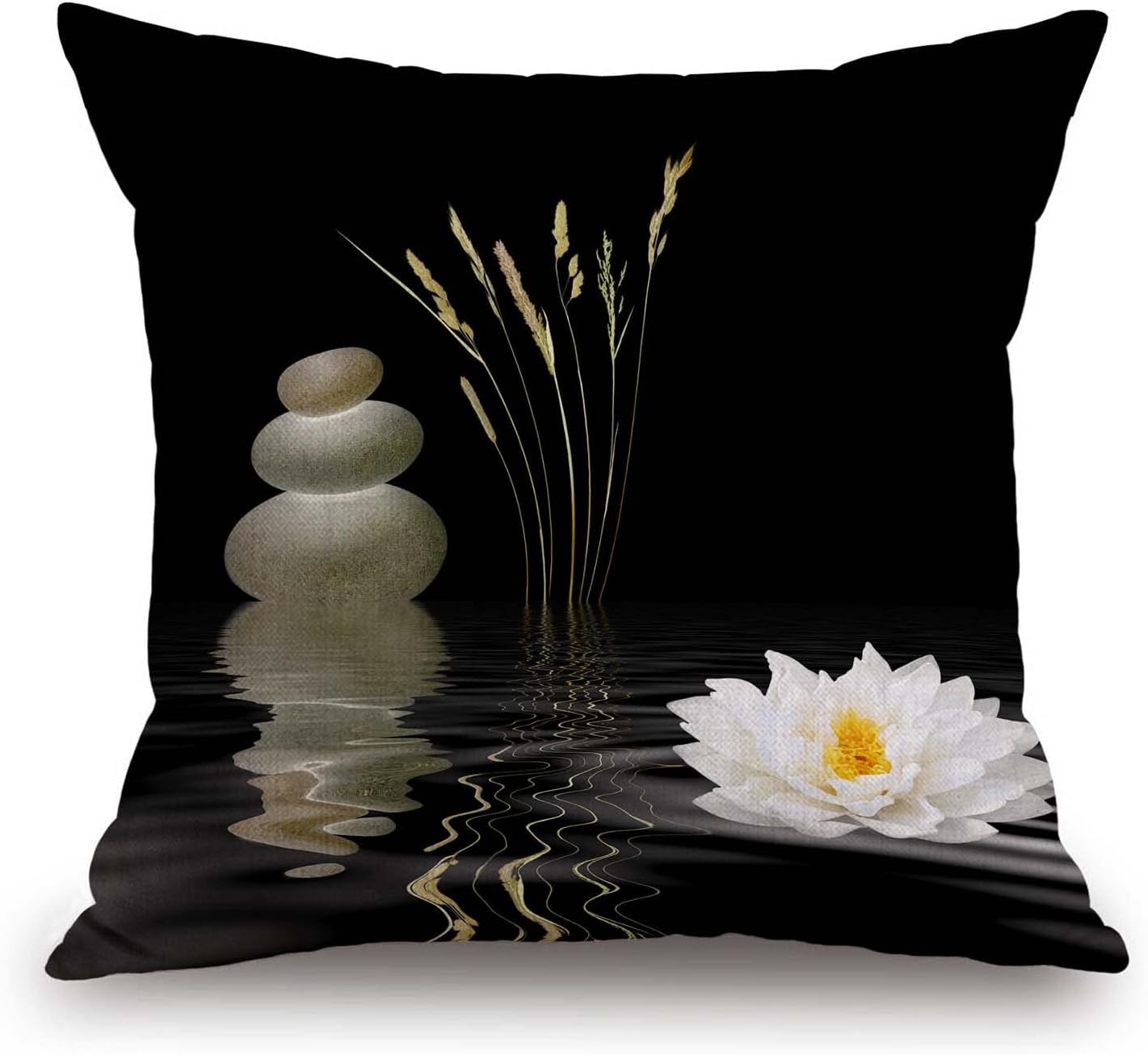 TSSOHU Decorative Throw Pillow Cover Asian Zen Stone, Pillow Covers 18"x 18" Meditation Japanese Lotus Spa Room Decor for Living Room Couch Cushion Bed Indoor Outdoor Home Decor