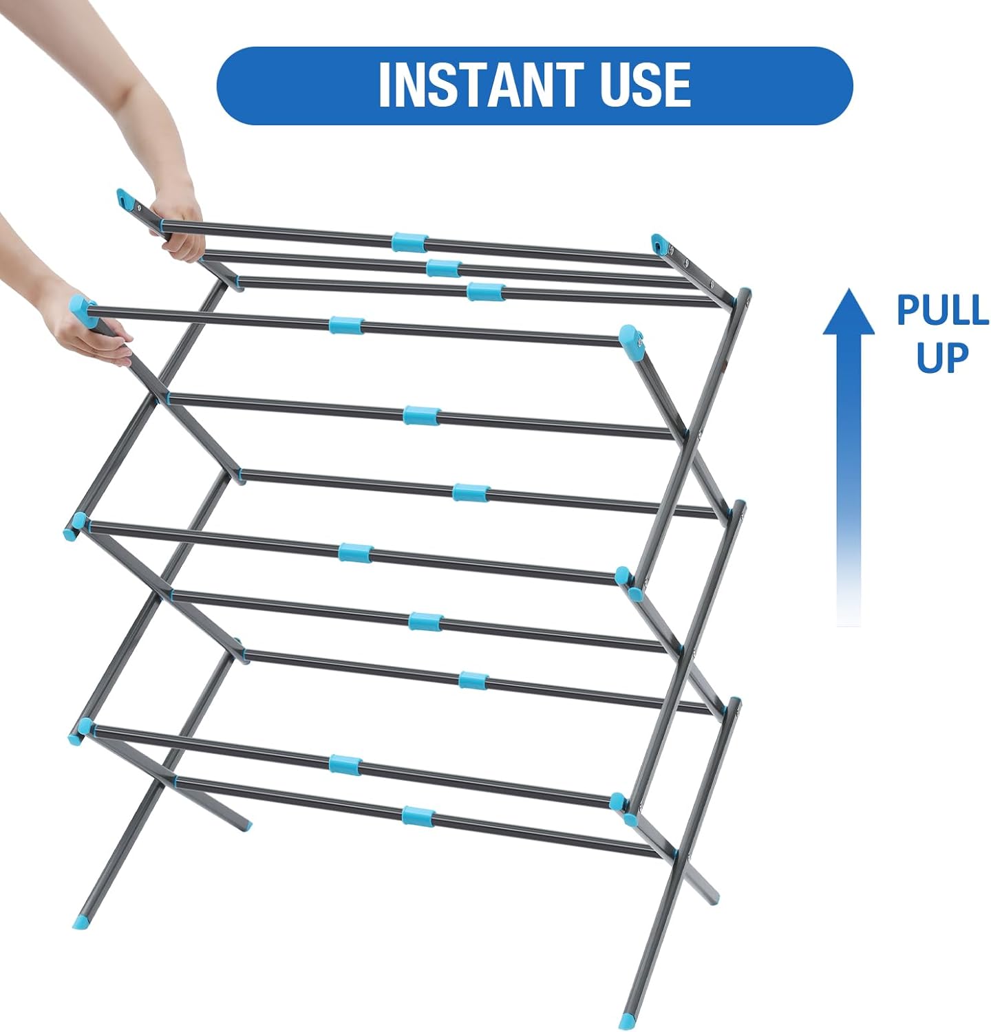 APEXCHASER Clothes Drying Rack, 3-Tier Laundry Drying Rack for Clothes, Expandable Metal Clothing Dryer, Collapsible Towel Rack, Air Drying Rack, Graphite