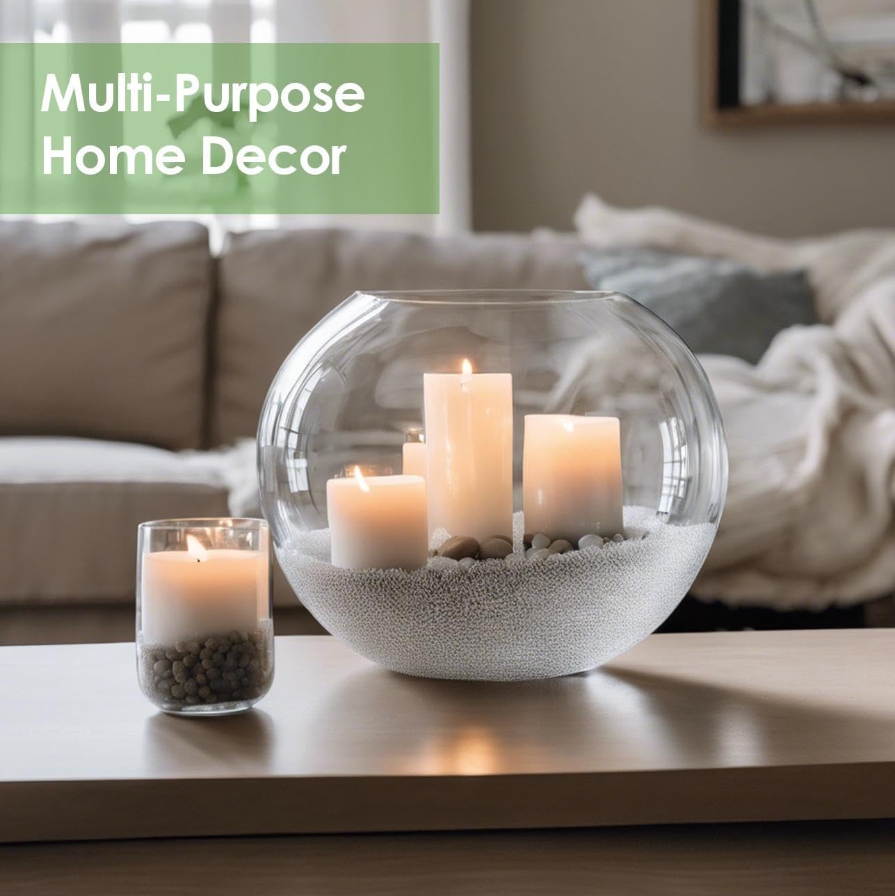 Craft And Party, Glass Bubble Vase, 4.5" Height x 6" Width, Set of 6 Glass Fish Bowl Vase, Bubble Bowl vase for Terrarium, Flower Vase Centerpiece