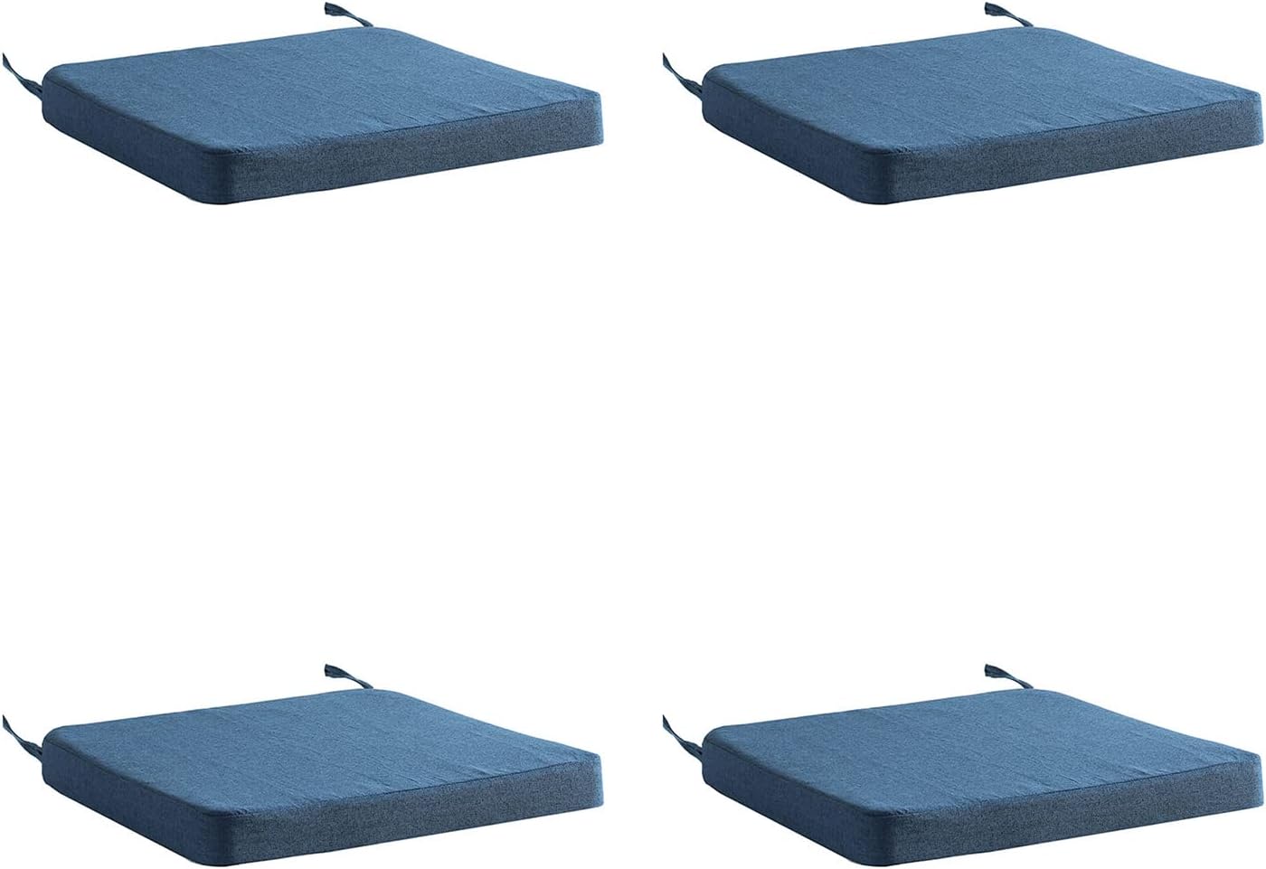 Chair Cushion for Dining Chairs with Ties 4 Pack Non Slip Memory Foam Kitchen Room Chair Pads for Outdoor Patio Furniture 17x16 Inch, Navy Blue
