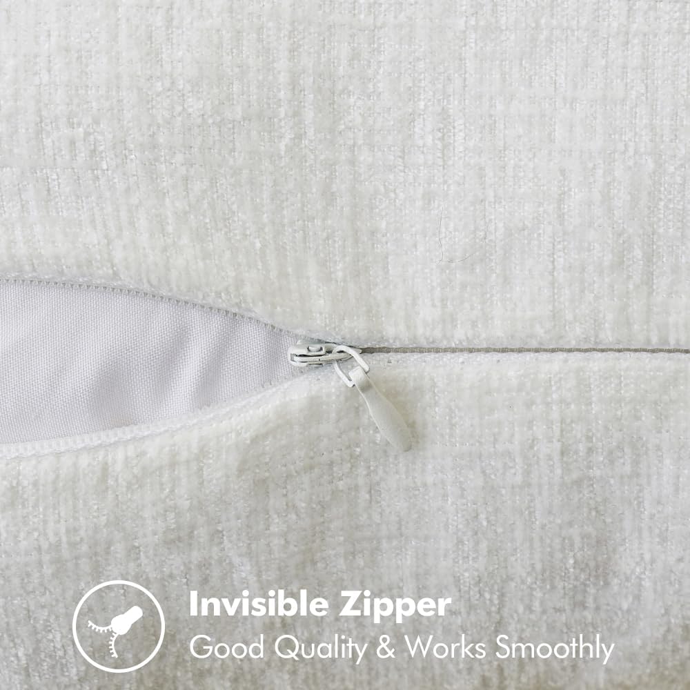 MIULEE Pack of 2 Christmas Pillow Covers 20x20 Inch Pure White Farmhouse Decorative Throw Pillow Covers with Stitched Edge Soft Chenille Solid Dyed Couch Pillow Covers for Sofa Bed Living Room