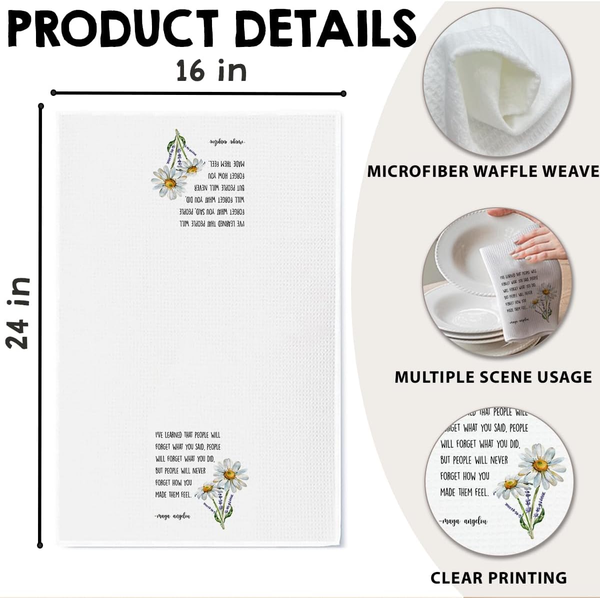 Inspirational Kitchen Hand Towel, Hostess Gift for Women, Christian Quote Waffle Weave Towel, Faith Decor Accent for Kitchen or Bathroom