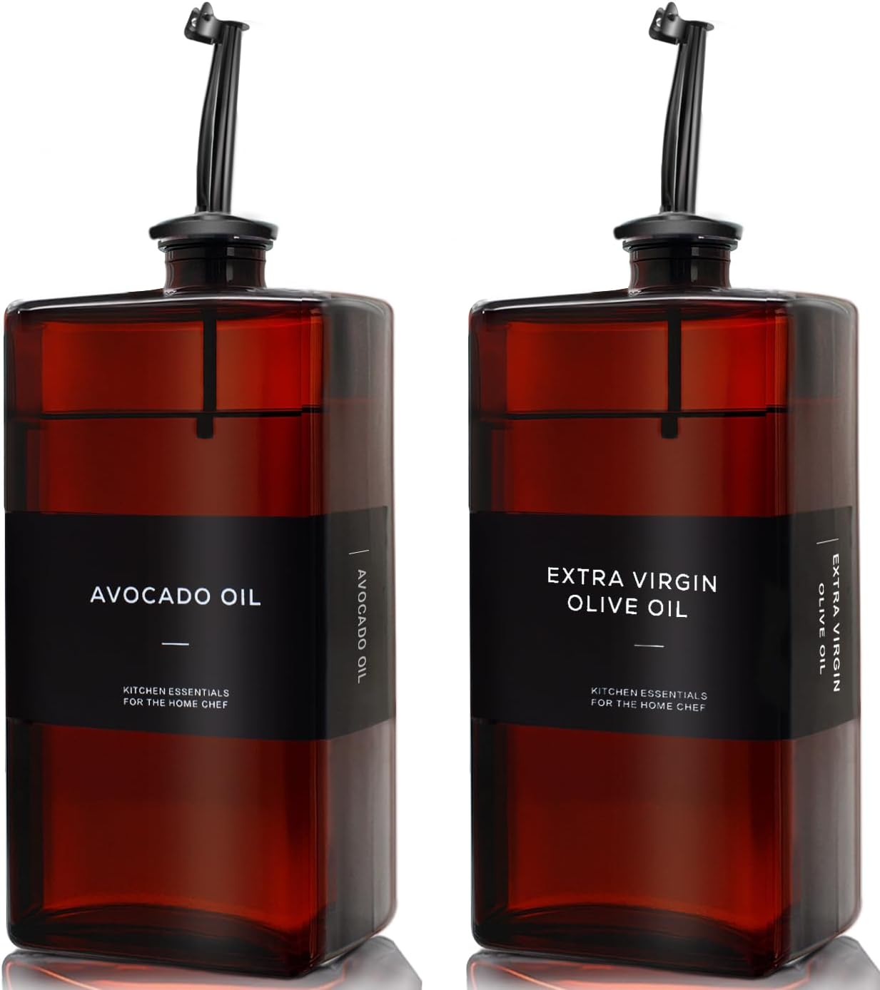 Olive Oil Dispenser Bottle for Kitchen, UV-Protected Dark Glass 16.9oz, Oil and Vinegar Dispenser Set, Soy Sauce Dispenser, Coffee Syrup Bottles- 16.9oz, Set of 2