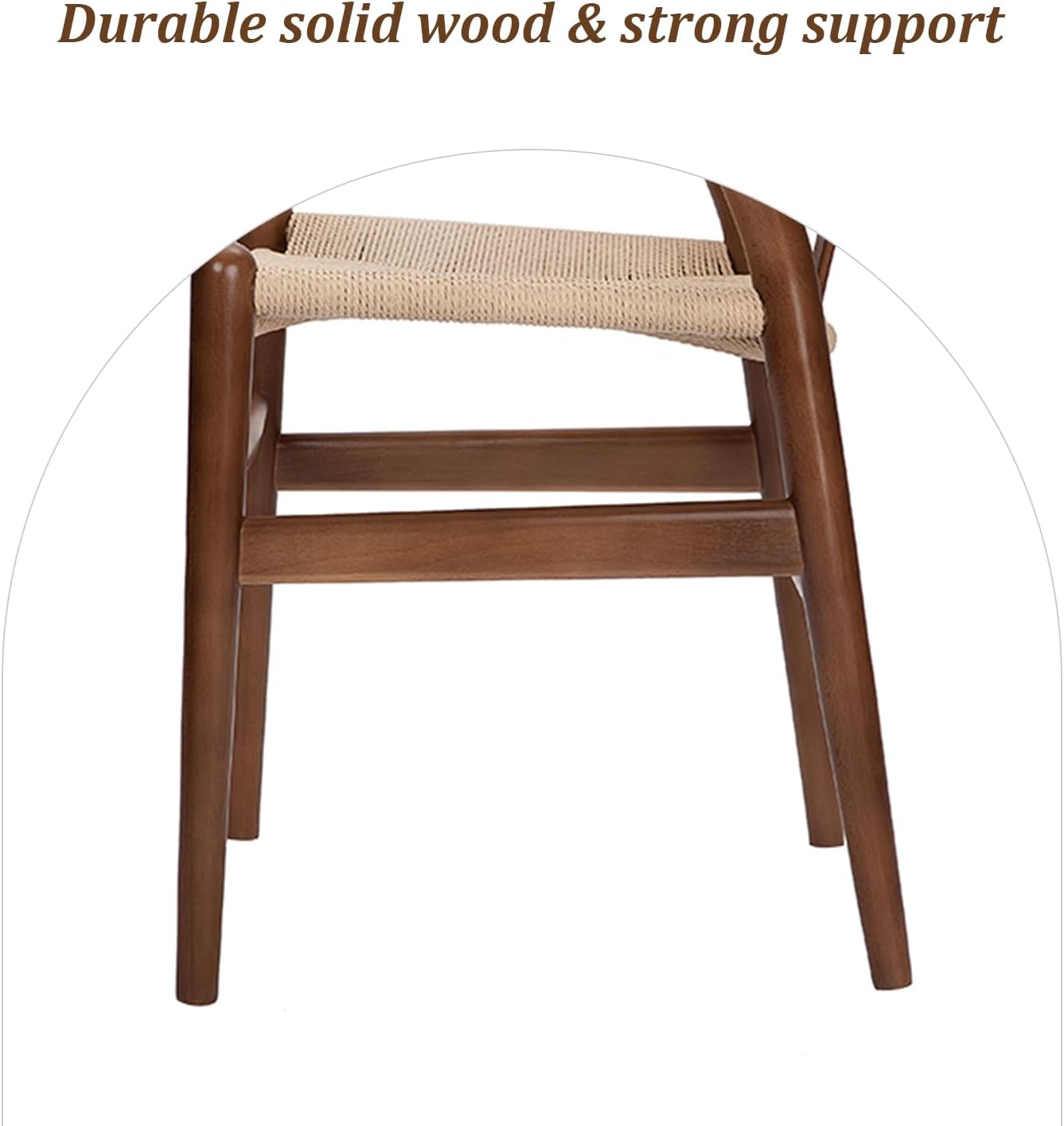 Wishbone Chair Natural Solid Wood Dining Chair/Hans Vegner Y Chair Rattan and Wood Accent Armrest Chairs Set of 4 (Ash Wood - Walnut)