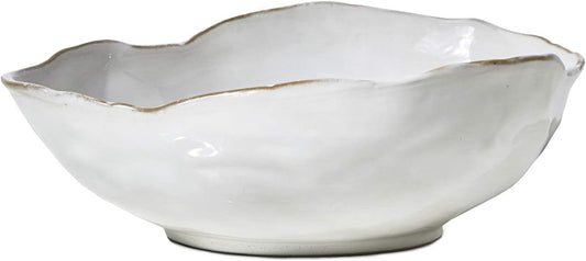 Serene Spaces Living Medium Free-Form Edge Glazed Ceramic Bowl – Stylish Fruit Bowl, Dinnerware, and Decorative Centerpiece for Vintage Weddings and Events, 10.5" Long, 8.5" Wide and 3.5" Tall