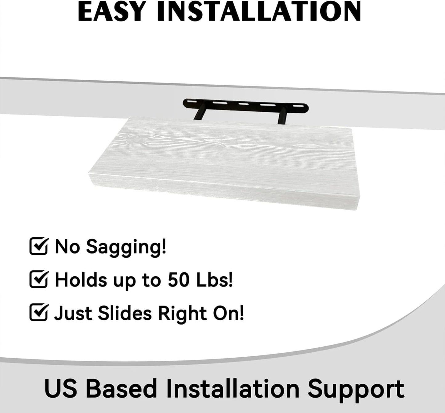 BGMG Wood Floating Shelves 18 inch,White Floating Shelves for Wall,Solid Wood Wall Shelves for Bathroom Living Room Bedroom Kitchen Farmhouse Set of 2-18x 6.7 x1.25 inch