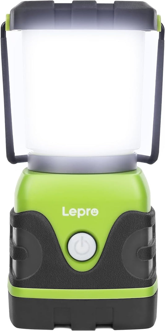 Lepro 1500LM Battery Powered LED Camping Lantern, Waterproof Tent Light with 4 Light Modes, Camping Essentials, Portable Lantern Flashlight for Camping, Emergency Light, Power Outage, Not Rechargeable